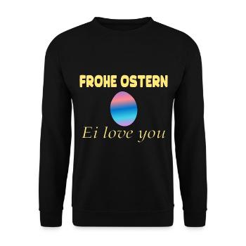 Frohe Ostern – Ei Love You - Unisex Pullover - Schwarz - Vorne - Alina (178cm) & Michal (187cm)