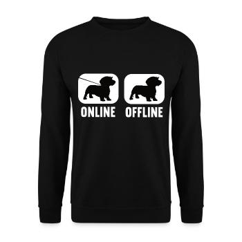 Online Offline Dackel Dachshund Dackelbesitzer - Unisex Pullover - Schwarz - Vorne - Alina (178cm) & Michal (187cm)