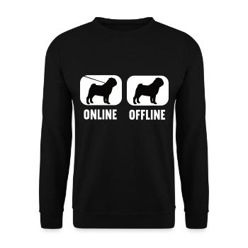 Online Offline mops Möpse Mopsbesitzer Mopshund - Unisex Pullover - Schwarz - Vorne - Alina (178cm) & Michal (187cm)