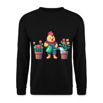 Chicken as gardener - Unisex Sweatshirt - black - Front - Alina (178cm) & Michal (187cm)