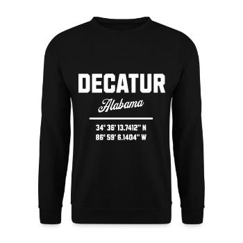 Koordinaten Von Decatur Alabama - Unisex Pullover - Schwarz - Vorne - Alina (178cm) & Michal (187cm)