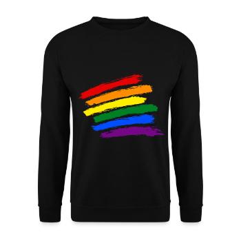 Rainbow Stripes - Unisex Pullover - Schwarz - Vorne - Alina (178cm) & Michal (187cm)