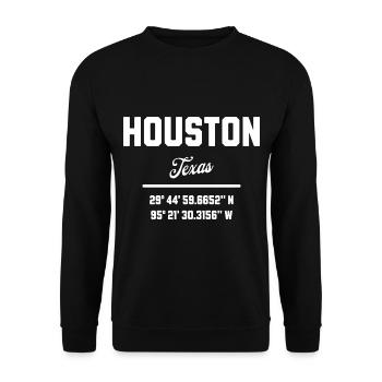 Koordinaten Von Houston Texas - Unisex Pullover - Schwarz - Vorne - Alina (178cm) & Michal (187cm)