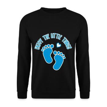 Schwangerschaft Baby Füße Fussabdrücke Spruch - Unisex Pullover - Schwarz - Vorne - Alina (178cm) & Michal (187cm)