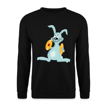 Hase häschen musik becken kinder geschenkidee - Unisex Pullover - Schwarz - Vorne - Alina (178cm) & Michal (187cm)