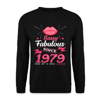 Born in 1979 - Unisex Sweatshirt - black - Front - Alina (178cm) & Michal (187cm)