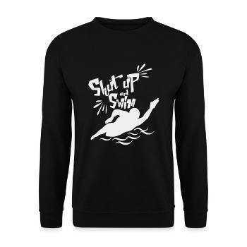 Sei leise und Schwimm - Unisex Pullover - Schwarz - Vorne - Alina (178cm) & Michal (187cm)