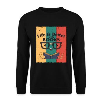Bücher - Unisex Pullover - Schwarz - Vorne - Alina (178cm) & Michal (187cm)
