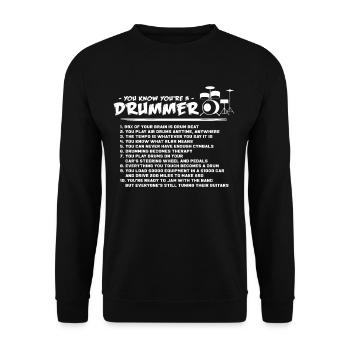 Schlagzeuger - Unisex Pullover - Schwarz - Vorne - Alina (178cm) & Michal (187cm)