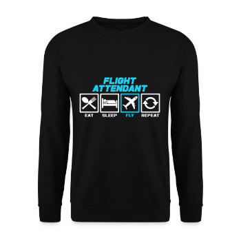 Essen Schlafen Fliegen Wiederholen - Unisex Pullover - Schwarz - Vorne - Alina (178cm) & Michal (187cm)
