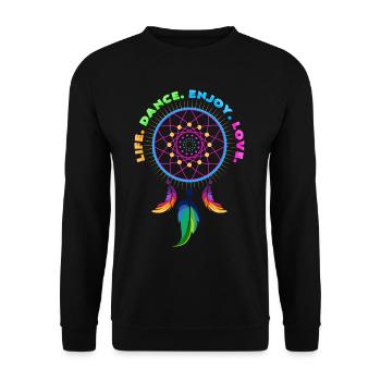 Leben Tanzen Genießen Lieben - Unisex Pullover - Schwarz - Vorne - Alina (178cm) & Michal (187cm)