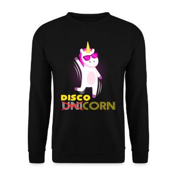 Disco Einhorn - Unisex Pullover - Schwarz - Vorne - Alina (178cm) & Michal (187cm)