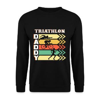 Triathlon Geschenkidee Vater Papa Triathlet Daddy - Unisex Pullover - Schwarz - Vorne - Alina (178cm) & Michal (187cm)