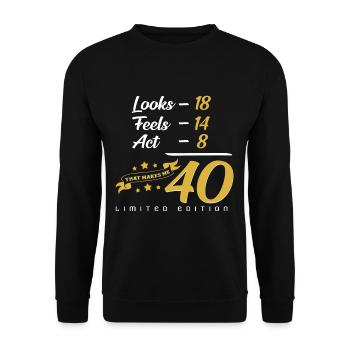 40th birthday - Unisex Sweatshirt - black - Front - Alina (178cm) & Michal (187cm)
