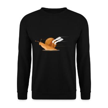 Lustige schnelle Schnecke mit doppeltem Auspuff - Unisex Pullover - Schwarz - Vorne - Alina (178cm) & Michal (187cm)