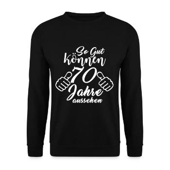 70. Geburtstag - Unisex Pullover - Schwarz - Vorne - Alina (178cm) & Michal (187cm)
