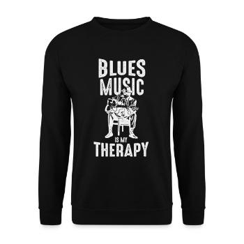 Blues Musik ist meine Therapie - Unisex Pullover - Schwarz - Vorne - Alina (178cm) & Michal (187cm)