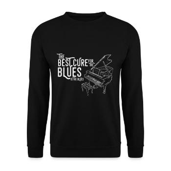 Blues Klavier - Unisex Pullover - Schwarz - Vorne - Alina (178cm) & Michal (187cm)