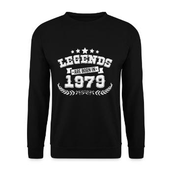 Legenden sind in 1979 geboren - Unisex Pullover - Schwarz - Vorne - Alina (178cm) & Michal (187cm)