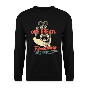 Ein Atemzug Apnoetauchen freediving Kultur Idee - Unisex Pullover - Schwarz - Vorne - Alina (178cm) & Michal (187cm)