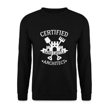 Ausgezeichneter Architekt für Sandburgen am Strand - Unisex Pullover - Schwarz - Vorne - Alina (178cm) & Michal (187cm)