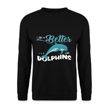 dauphin - Sweat-shirt Unisexe - noir - Devant - Alina (178cm) & Michal (187cm)