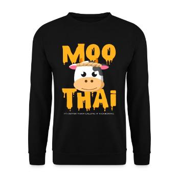 Drôle Muay Thai Idée cadeau de vache Moo Thaïlande - Sweat-shirt Unisexe - noir - Devant - Alina (178cm) & Michal (187cm)