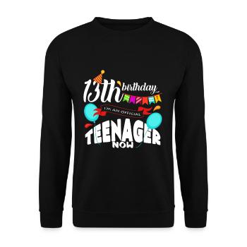 13. Geburtstag - Unisex Pullover - Schwarz - Vorne - Alina (178cm) & Michal (187cm)