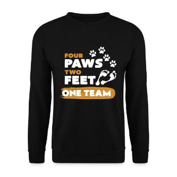 Vier Pfoten Zwei Füße Ein Team Hundesport Geschenk - Unisex Pullover - Schwarz - Vorne - Alina (178cm) & Michal (187cm)