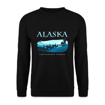 Alaska Hundeschlitten Tour Schlittenhunde Yukon - Unisex Pullover - Schwarz - Vorne - Alina (178cm) & Michal (187cm)