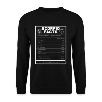 Skorpion Sternzeichen Fakten - Unisex Pullover - Schwarz - Vorne - Alina (178cm) & Michal (187cm)