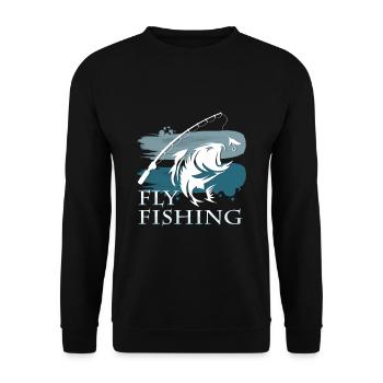 Fliegenfischen - Unisex Pullover - Schwarz - Vorne - Alina (178cm) & Michal (187cm)