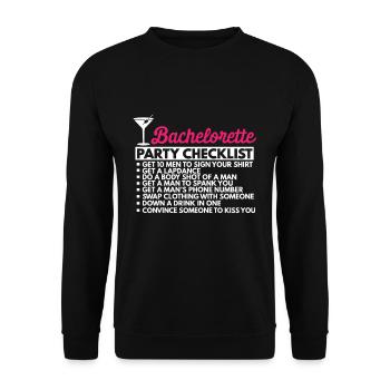 Hen party checklist for stag party - Unisex Sweatshirt - black - Front - Alina (178cm) & Michal (187cm)