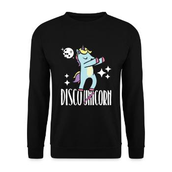 Disco Einhorn - Unisex Pullover - Schwarz - Vorne - Alina (178cm) & Michal (187cm)