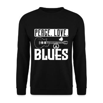 Frieden Liebe Blues Musik - Unisex Pullover - Schwarz - Vorne - Alina (178cm) & Michal (187cm)