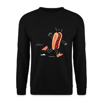 Jogging and eating hot dogs Gift idea - Unisex Sweatshirt - black - Front - Alina (178cm) & Michal (187cm)
