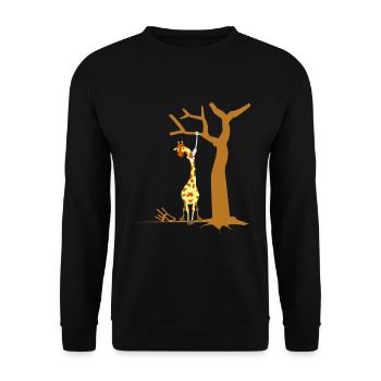 Giraffe macht Selbstmord lustige Geschenkidee - Unisex Pullover - Schwarz - Vorne - Alina (178cm) & Michal (187cm)