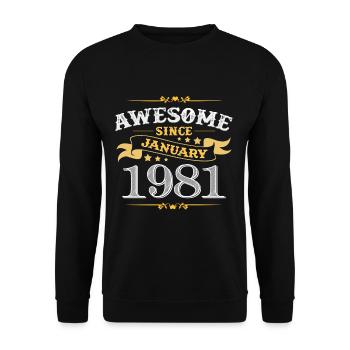 Geburtstag im Januar 1981 - Unisex Pullover - Schwarz - Vorne - Alina (178cm) & Michal (187cm)