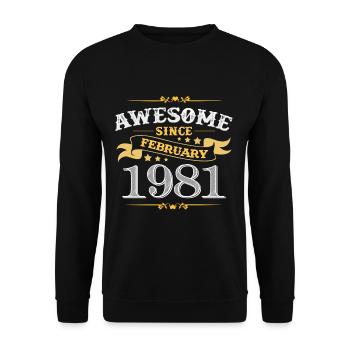 Birthday in February 1981 - Unisex Sweatshirt - black - Front - Alina (178cm) & Michal (187cm)
