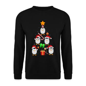 Penguin fir tree - Unisex Sweatshirt - black - Front - Alina (178cm) & Michal (187cm)