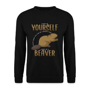 Be a beaver - Unisex Sweatshirt - black - Front - Alina (178cm) & Michal (187cm)