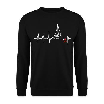 SAILING - Heartbeat - Water Sports - Unisex Sweatshirt - black - Front - Alina (178cm) & Michal (187cm)