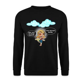 Maman, de quoi sont faits les nuages ? - Sweat-shirt Unisexe - noir - Devant - Alina (178cm) & Michal (187cm)