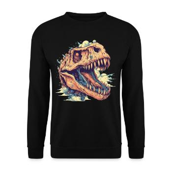 Dinosaurier Dino Fossil Carnivor Herbivor T-Rex - Unisex Pullover - Schwarz - Vorne - Alina (178cm) & Michal (187cm)