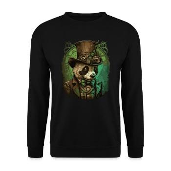 Steampunk Panda Bear - Unisex Sweatshirt - black - Front - Alina (178cm) & Michal (187cm)