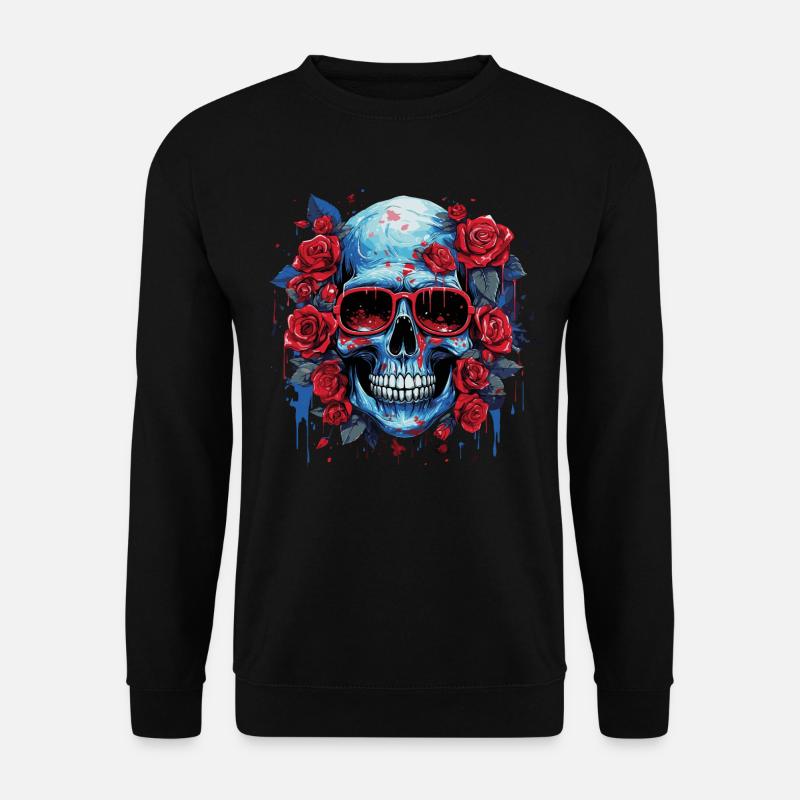 Grinning Flower Skull - Unisex Sweatshirt - black
