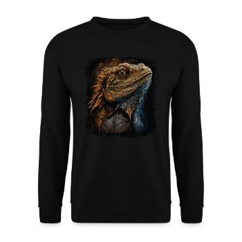 Bartagame Kleiner Drachen - Unisex Pullover - Schwarz - Vorne - Alina (178cm) & Michal (187cm)