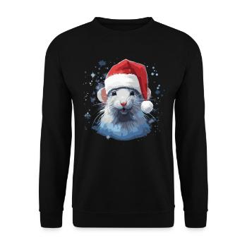 Coole Weihnachtsratte - Unisex Pullover - Schwarz - Vorne - Alina (178cm) & Michal (187cm)