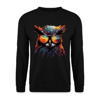 Lustige Eule mit Brille - Unisex Pullover - Schwarz - Vorne - Alina (178cm) & Michal (187cm)