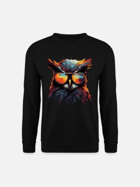 Lustige Eule mit Brille - Unisex Pullover - Schwarz